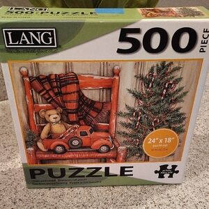 Lang Cozy Holiday Puzzle with Red and Green Accents